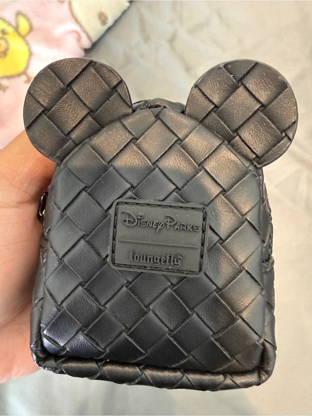 No Box: Disney Loungefly Black Woven Mickey Ear Mini Backpack Bag Charm